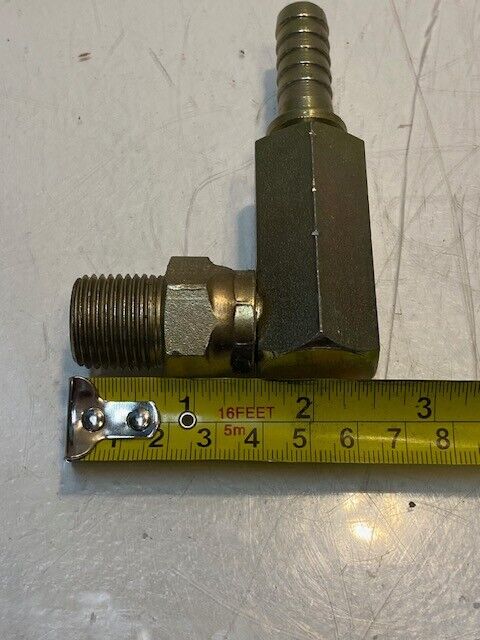 Gates Hydraulic Hose Fitting SS 6-98 | 8MPX90 | 4" L 14mm Nose 21mm Thread