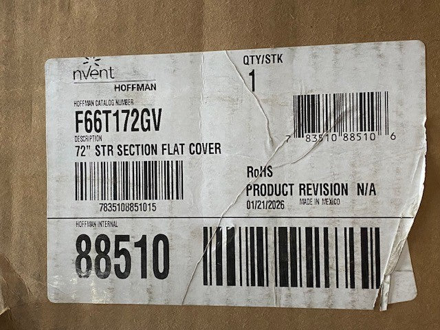 Hoffman Nvent 72" STR Section Flat Cover F66T172GV