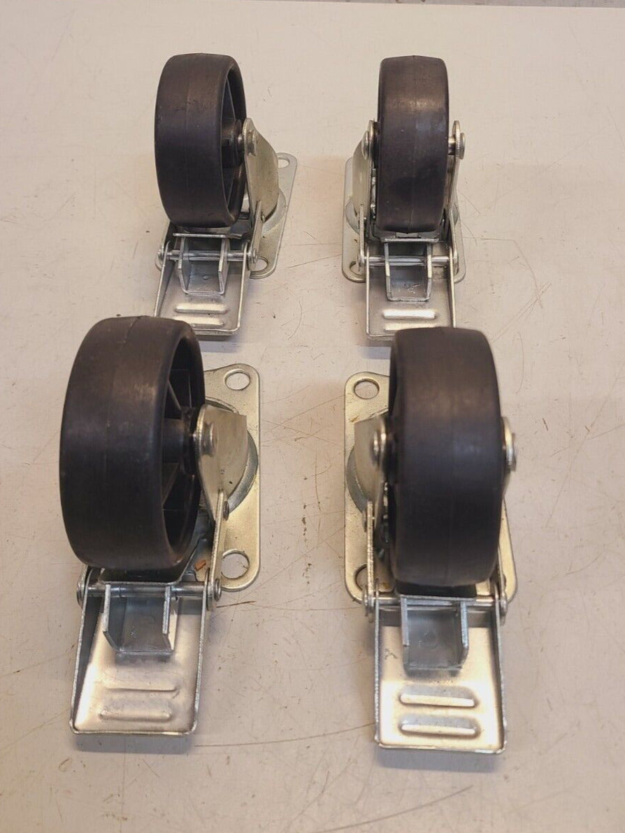 4 Quantity of Heavy Duty Plastic Casters with Brake 3" Diameter (4 Qty)