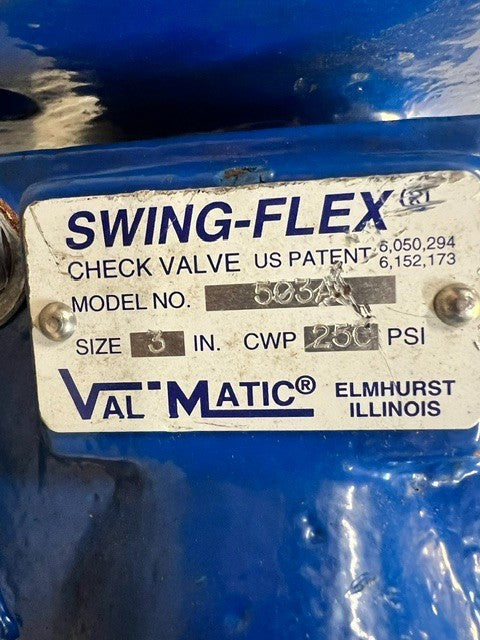 Val Matic Swing-Flex Check Valve 503A 3" Flanged Ductile Iron Backflow Valve