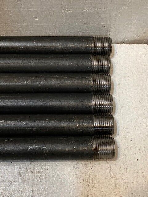 6 Quantity of 3/4" x 42" Black Pipes Both Ends Threaded (6 Quantity)