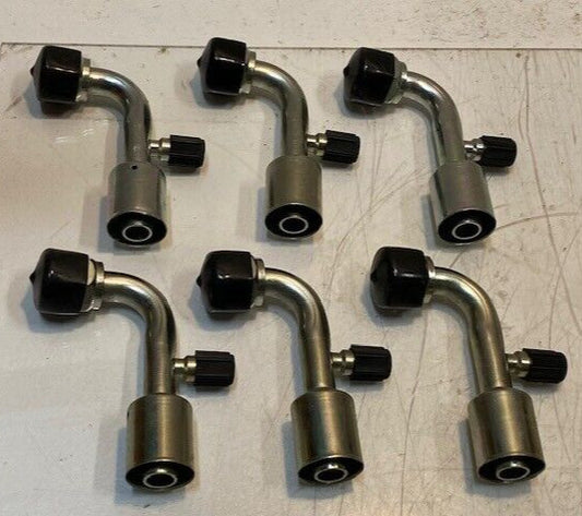 6 Quantity of 90 Degree Hose O-Ring Fittings 4-1/2" L 31mm OD 11mm ID (6 Qty)