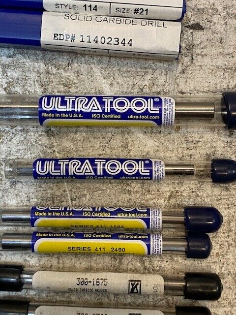 9 Qty of Variety of  Durapoint/Ultra Tool/Benchmark Solid Carbide Reamer Drills