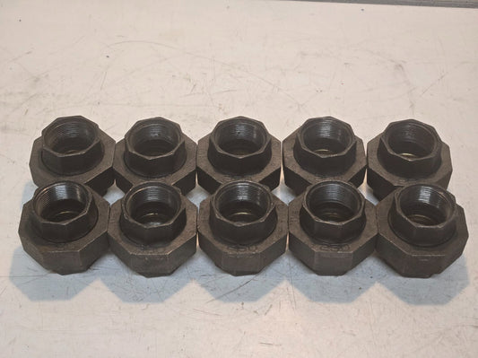 10 Quantity of Flagg 250 1-1/2 Inch Black Pipe Unions | 3-1/4" Hex Nut (10 Qty)
