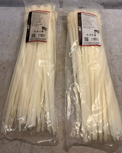 2 Quantity Bag Of 100 ACT 14" Mounting Hole Cable Ties AL-14-1220-MH-9-C