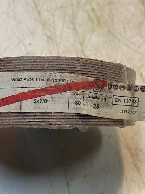 25-Pack of Fibre Discs EN13743 Ceramic Plus Grain 5x7/8 | 80 Grit | 51567007