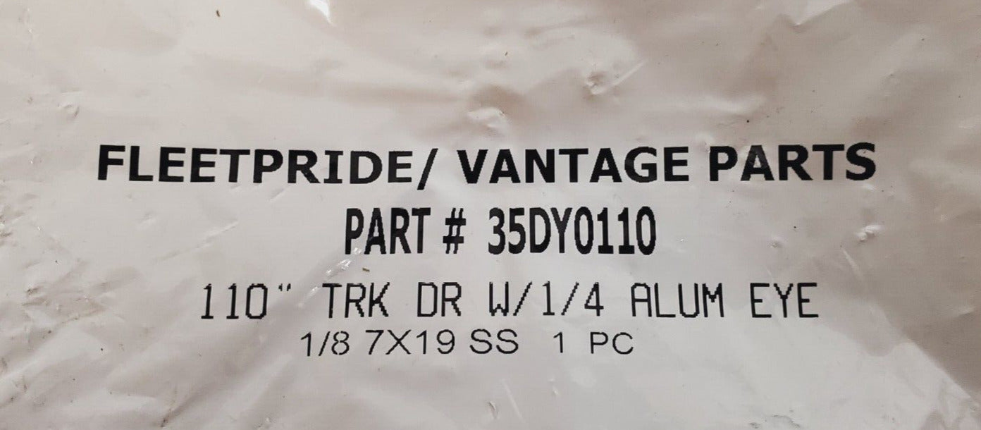 Fleetpride / Vantage Roll Up Door Cable 35DY0110 | 110" TRK DR W/1/4 Alum Eye