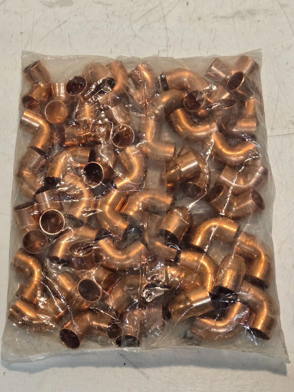 50 Quantity of Mueller Streamline 1/2" Copper Elbows 90 Degree WB01622 (50 Qty)