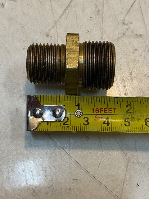 9 Qty of Brass Bulkhead Hex Fittings 1-5/8" Long 21mm Thread 32mm Hex (9 Qty)