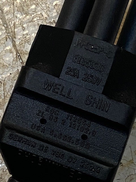 Well Shin PPC25P-C Power Cable E115330 | 25A 250V Heavy Duty Cord