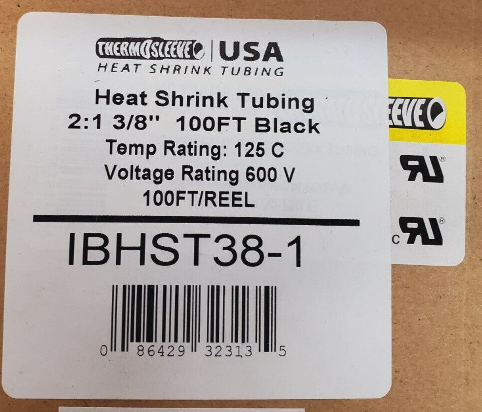 ThermoSleeve Heat Shrink Tubing 2:1 | IBHST38-1 | 100Ft | 3/8" | Black