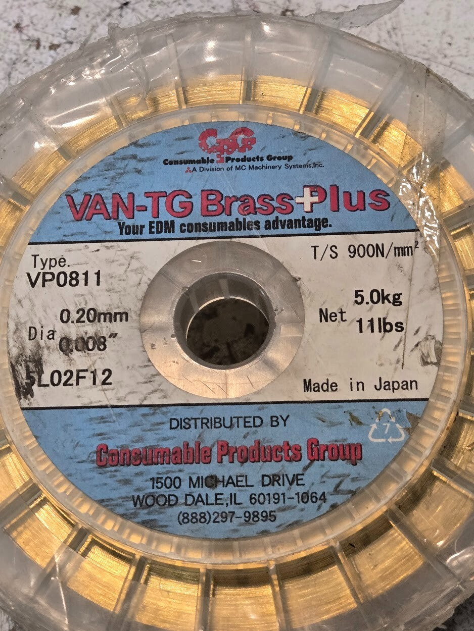 VAN-TG Brass Plus Wire VP0811 | 0.2mm Diameter | 5kg | T/S 900N/mm^2 | 5L02F12