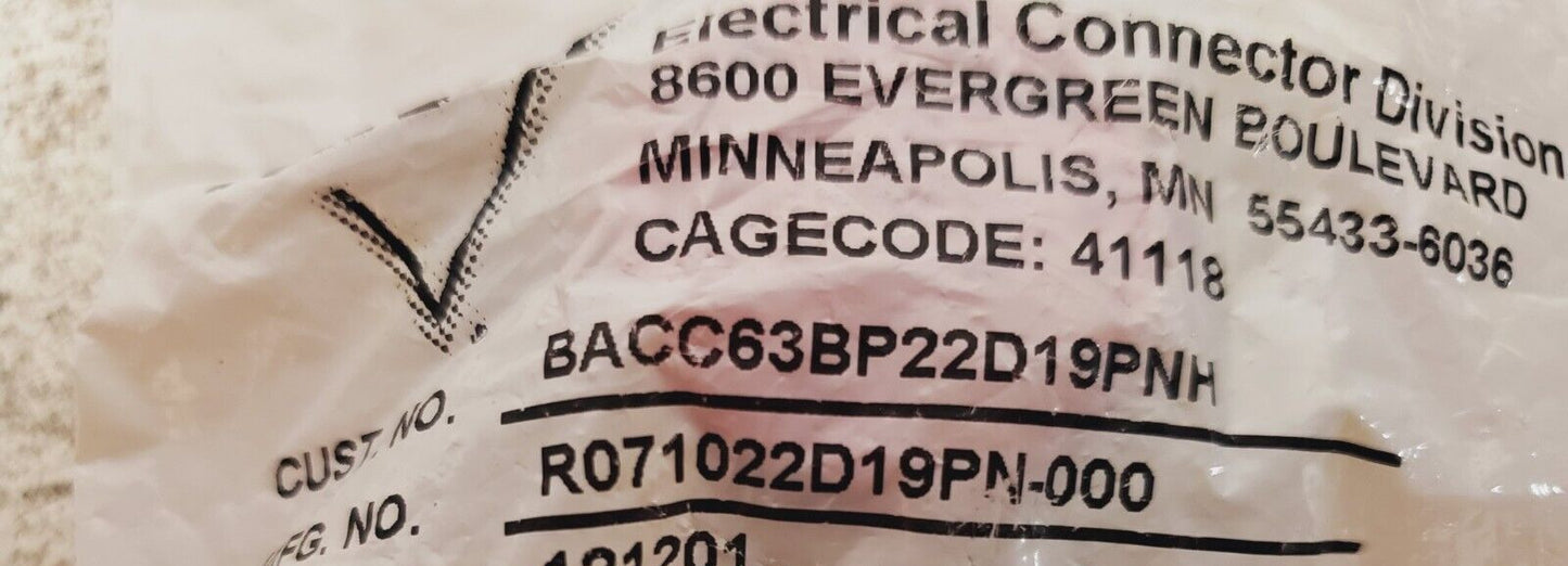 RMS Electrical Connector Division Circular Connector BACC63BP22D19PN