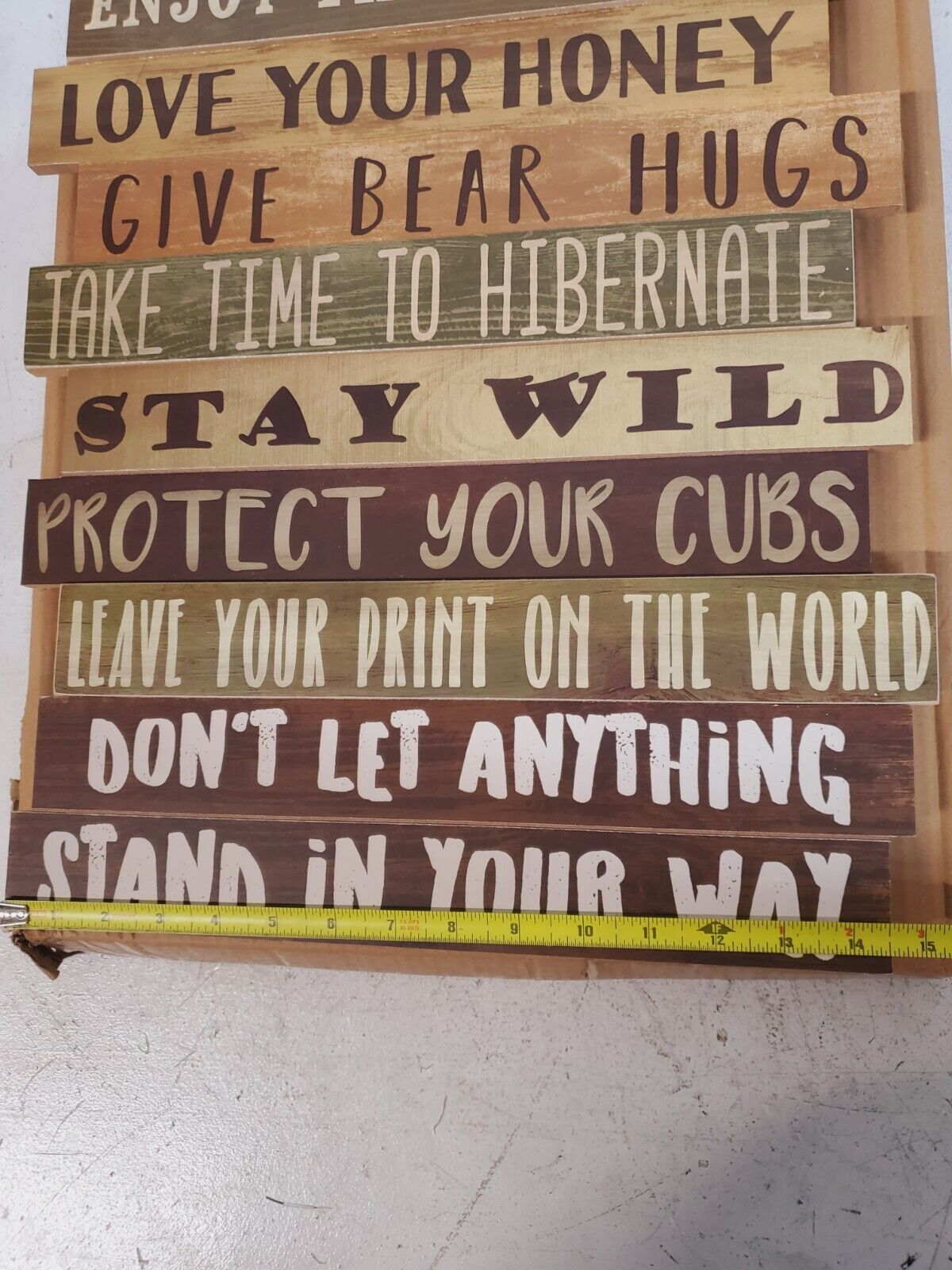 4 Qty Young's Inc Wooden Lesson from a Bear Wall Signs  20"Hx15"W 18016 (4 Qty)