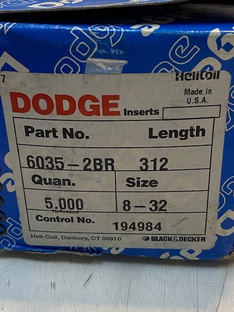 Dodge Black & Decker Threaded Solid Inserts 6035-2BR312 | 5,000 Qty | Size 8-32
