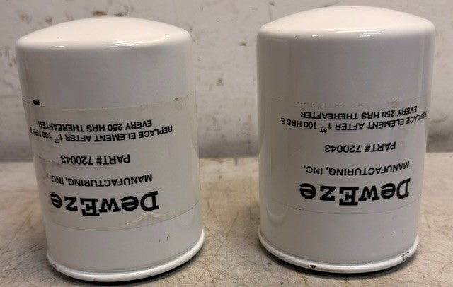 2 Quantity DewEze Spin-On Hydraulic Filter 720043 Equipment Assembly (2 Qty)