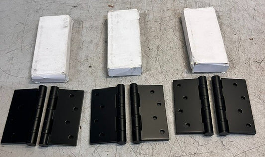 6 Quantity Stainless Steel Matte Black Exterior Ball Bearing Door Hinges 4"x 4"