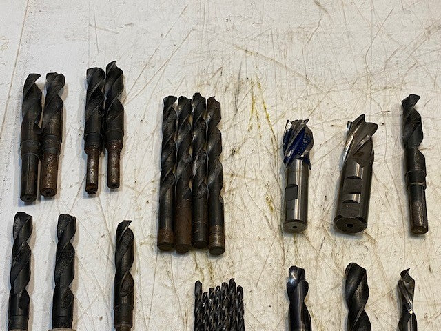 Assorted Lot of 39 Spiral Drill Bits 7/16 HSS | 1" x 3/4 M42 | 40326 | 1/2 HSS