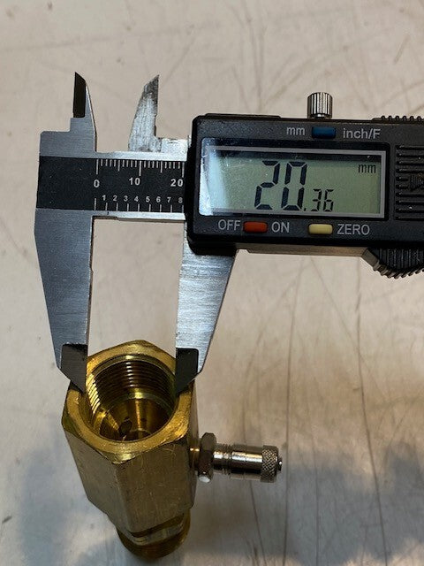 Propane Pressure Test Block Gauge Valve 3-1/2" L 9mm ID 29mm OD 20mm Thread