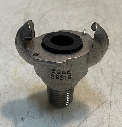 Air Hose Coupling 50ME SS316 | 21mm Thread 12mm Bore 2-3/8" Wide 2-5/8" Tall