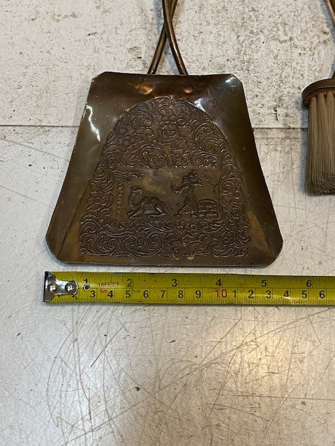 Antique Decorative Brass Crumb Dustpan & Sweeper Set