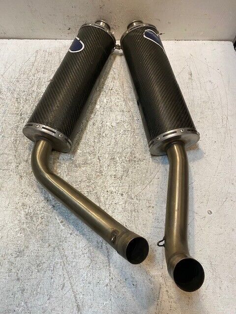 Termignoni Pair Oval Carbon Fiber Exhaust Silencers 45mm Bore 48mm Bore