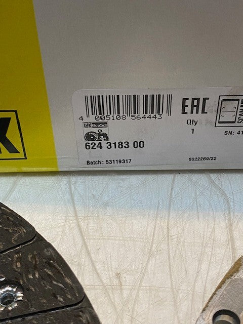 LuK Shaeffler Clutch Kit 624-3183-00, 324-0336-10, E9606, 22-Spline 29mm Bore