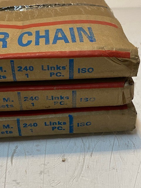 3 Quantity of Ansi Riv 40NP x 10Ft Roller Chains 240 Links (3 Quantity)
