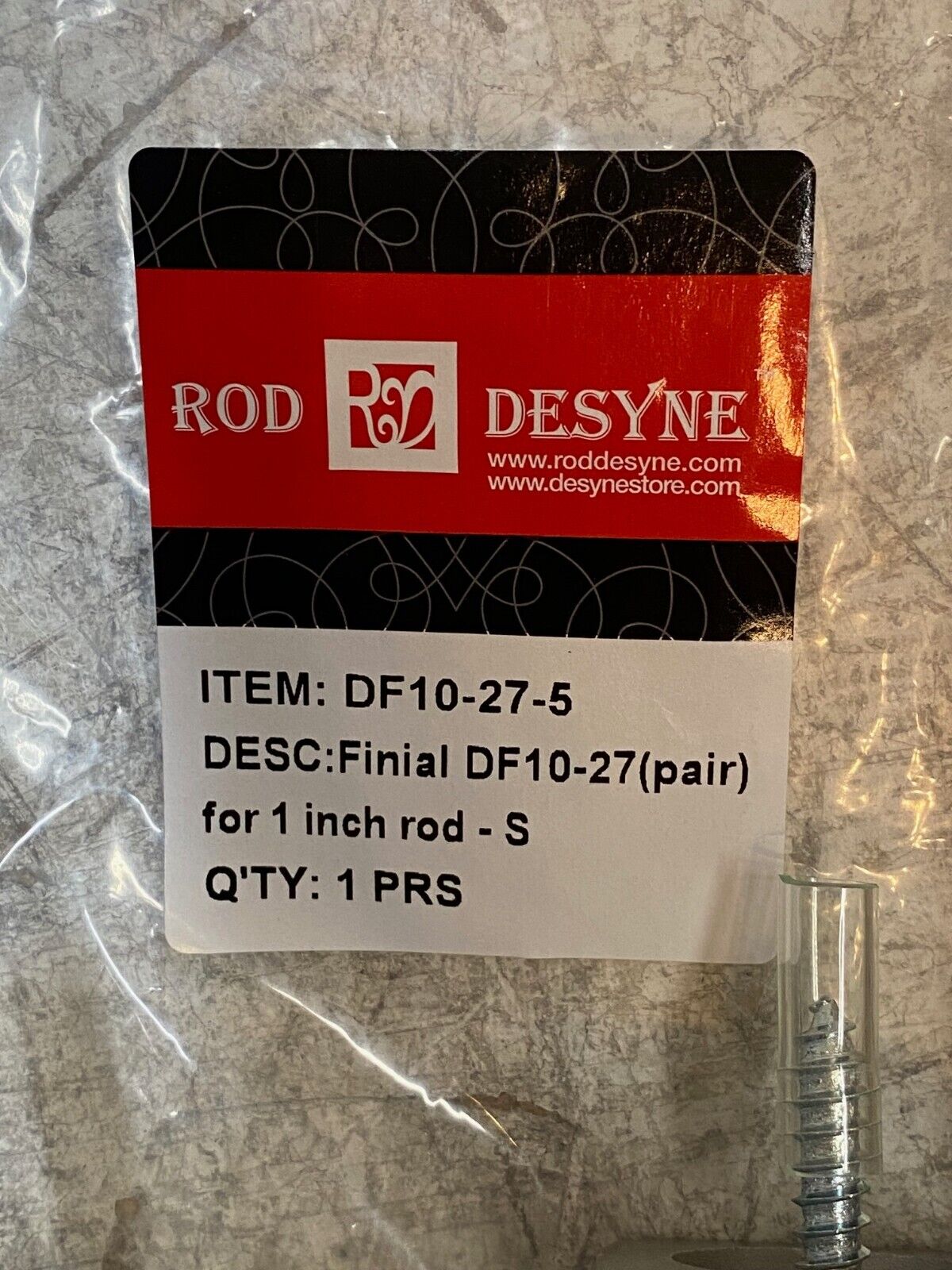 2 Qty of Rod Desyne 1"  Satin Nickel Curtain Rod Set of 2 w/ DF10-27-5 (2 Qty)