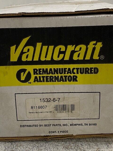 Valucraft Remanufactured Alternator 1532-6-7, 8116607