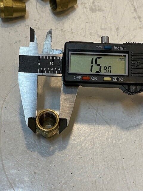 38 Quantity of Brass Flared Tube Hex Nuts 22mm L 11mm ID 8mm Nose (38 Quantity)