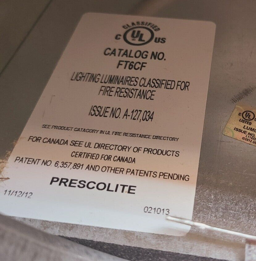 HUBBELL PRESCOLITE  Firetight 6"  120/277 V NON-IC Triple Tube FT6CF