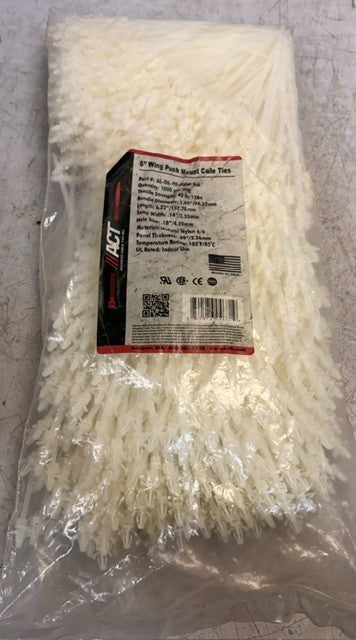 2 Quantity Bag of 1000 ACT 6" Wing Push Mount Cable Ties AL-06-40-PMW9-M