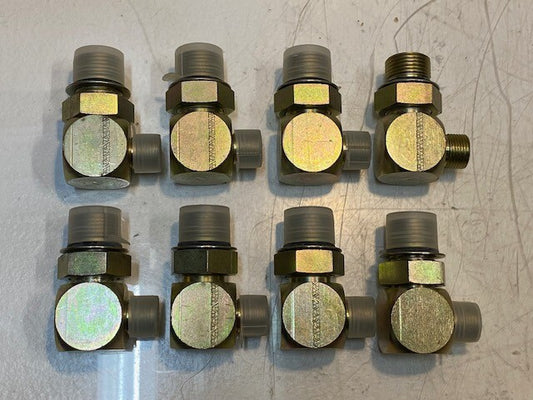 8 Quantity of 90 Degree Elbow Male x Male Hydraulic Adapters 27mm Thread (8 Qty)