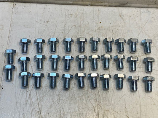 32 Quantity of Zinc Plated Hex Head Steel Bolts 1-1/4" L 16mm Thread (32 Qty)