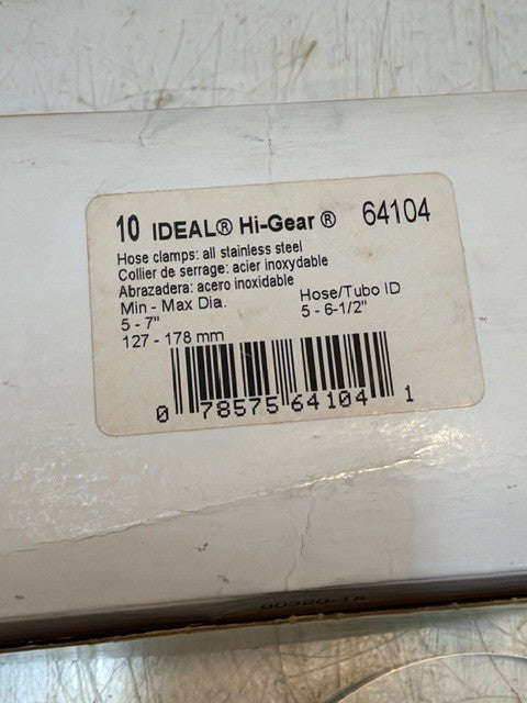 Box of 10 Ideal Hi-Gear Stainless Steel Hose Clamps 64104 | 127-178mm