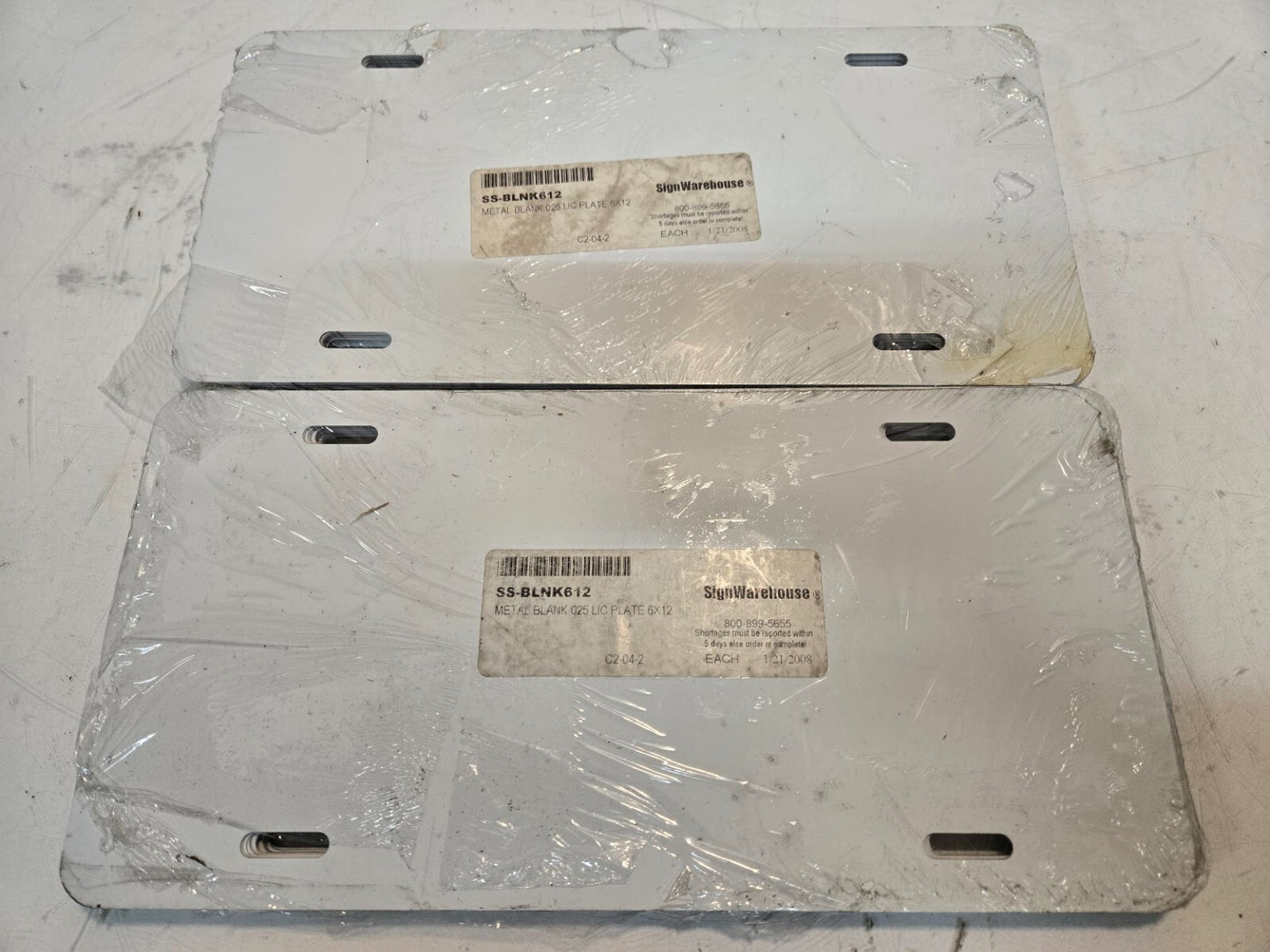 50 Quantity of SS-BLNK612 White License Plate Blanks | 25mil - 6"x12" (50 Qty)