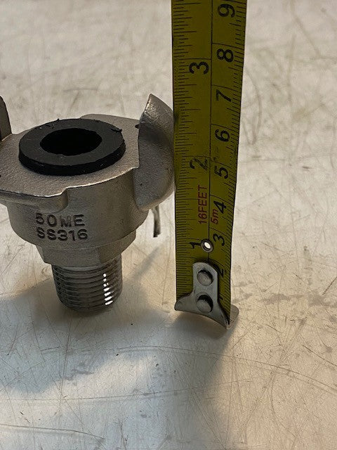Air Hose Coupling 50ME SS316 | 21mm Thread 12mm Bore 2-3/8" Wide 2-5/8" Tall
