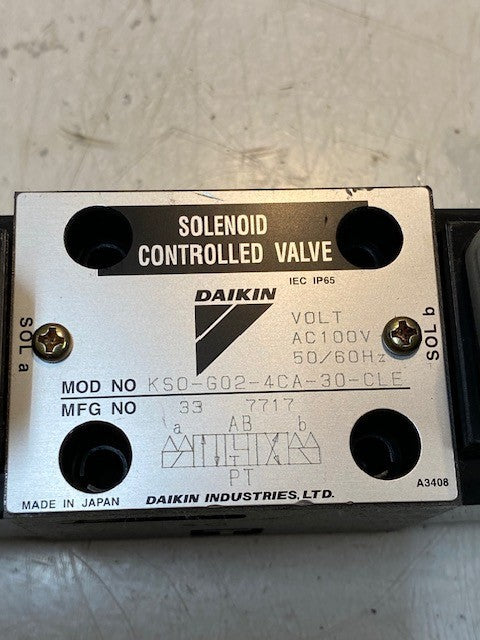 Daikin Solenoid Controlled Valve KS0-G02-4CA-30-CLE 50/60Hz AC100V