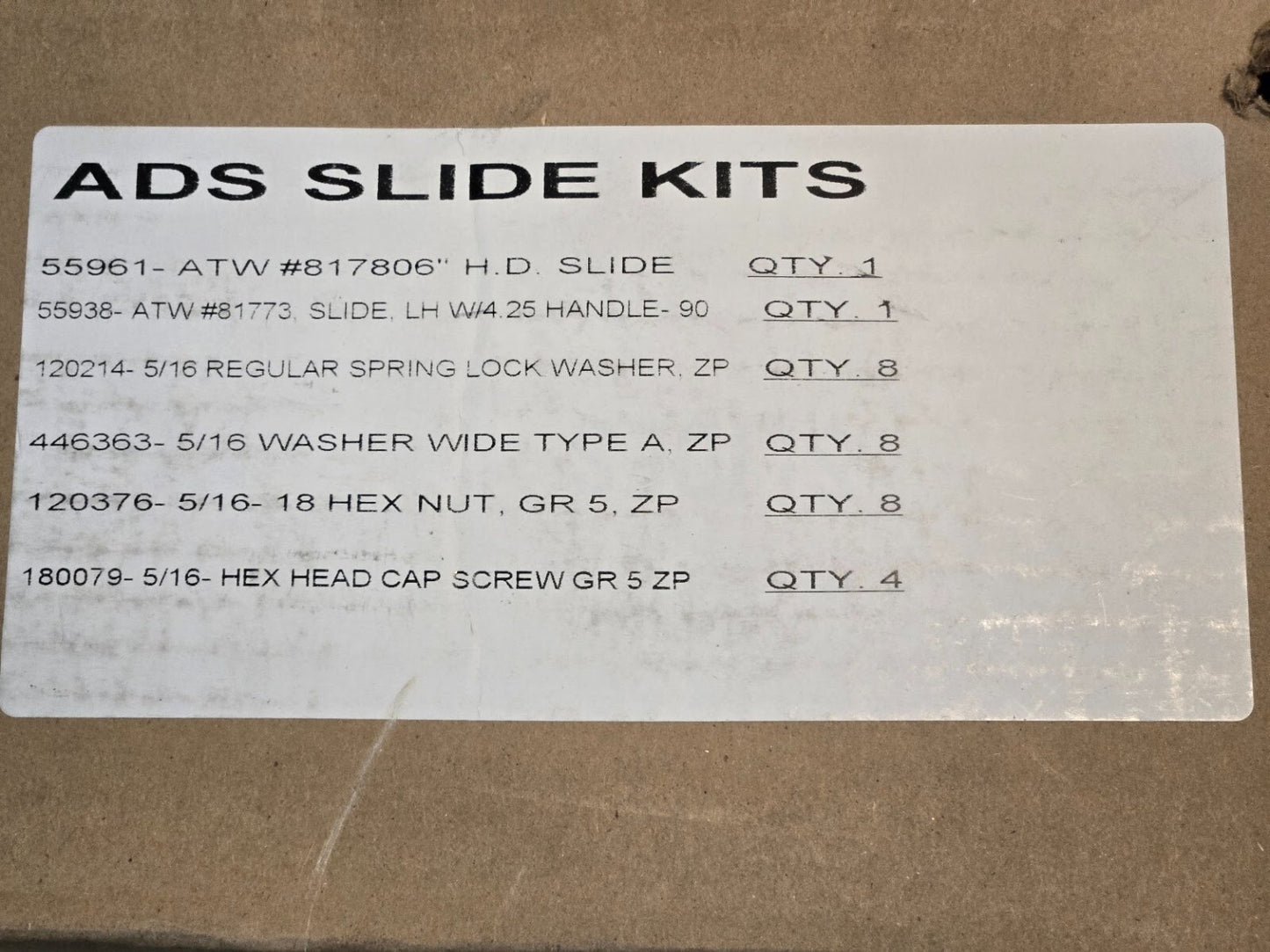 3 Quantity of ADS Slide Kits 55961-ATW #817806 | 55938-ATW #81773 (3 Quantity)