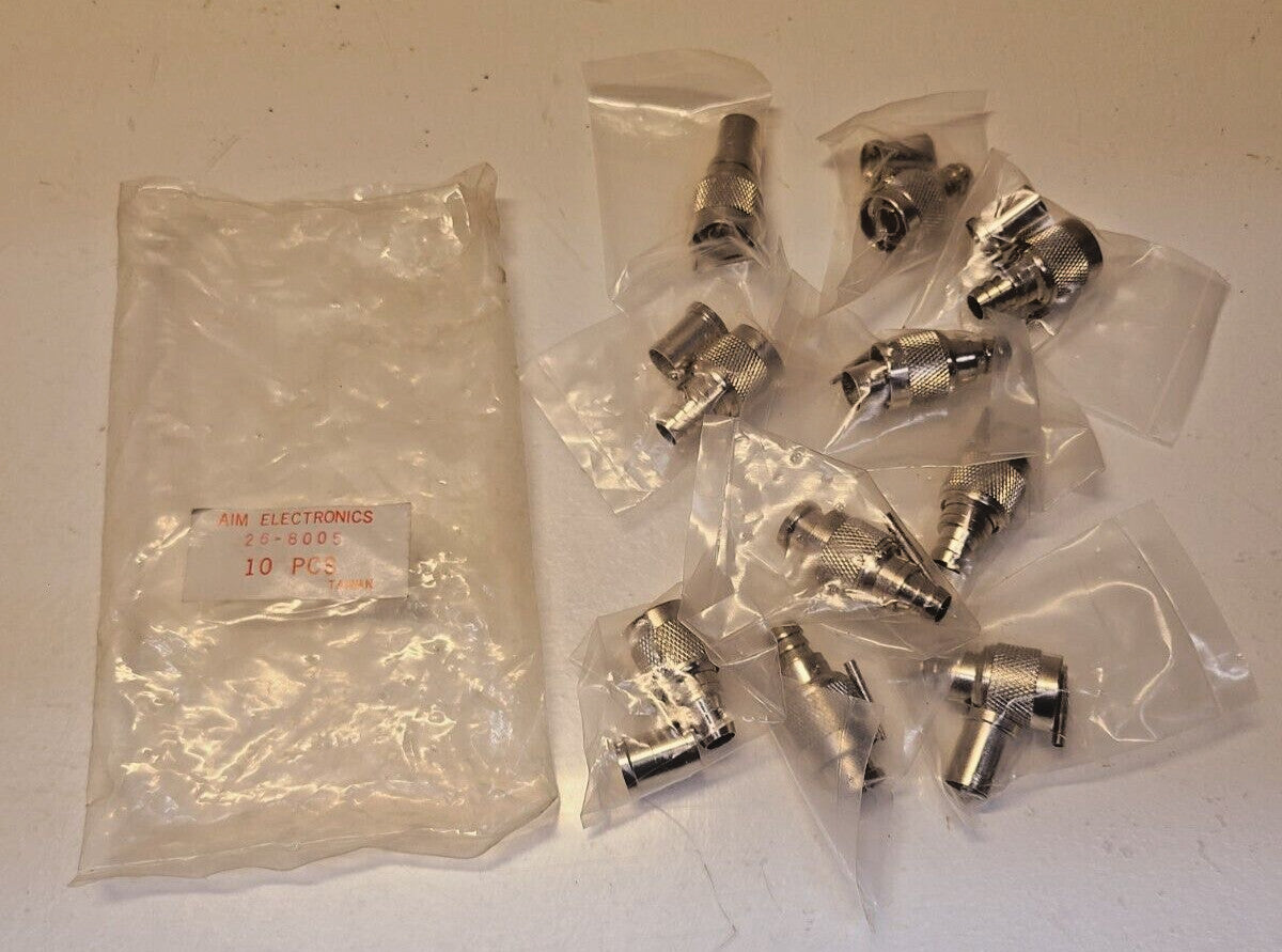 10 Quantity of AIM Electronics Coaxial Male Crimp Connectors 26-8005 (10 Qty)