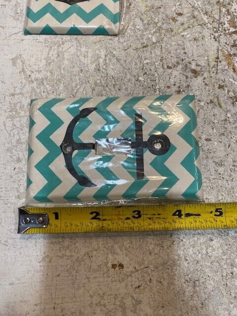 2 Quantity of Light Switch Plates Teal & White Chevron & Anchor 72077-1 (2 Qty)