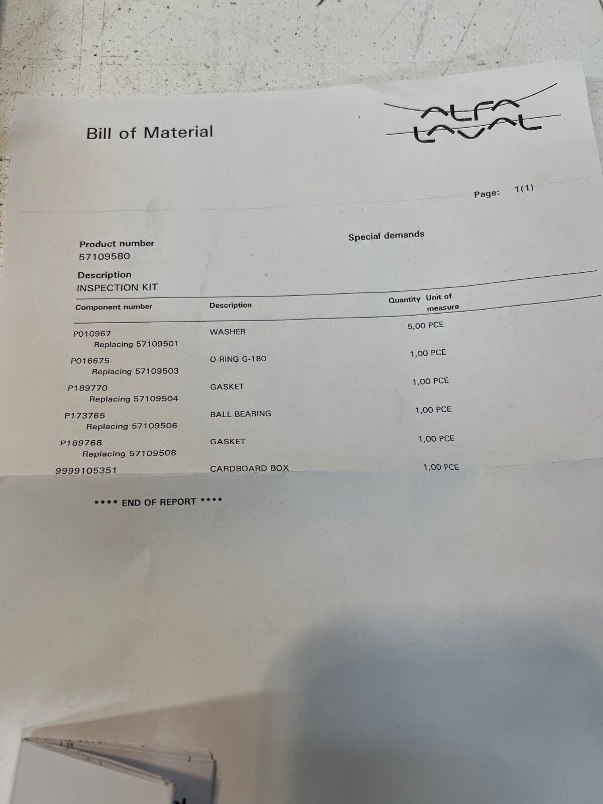 Alfa Laval Overhaul Service Kit 57109581 | 9030546