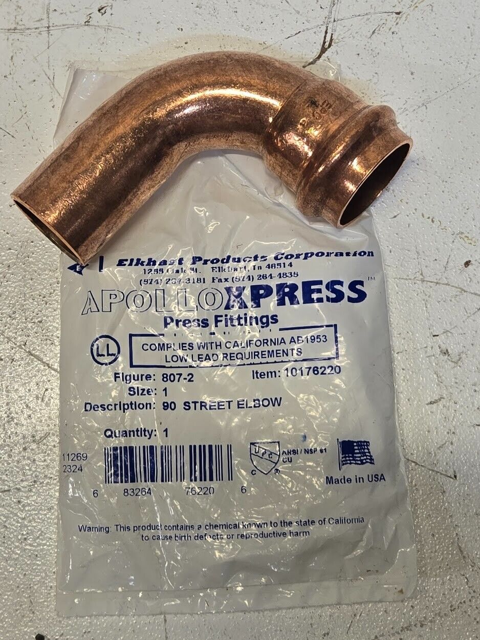 5 Quantity of ApolloXpress 1" 90 degree Street Elbow Press Fittings (5 Quantity)