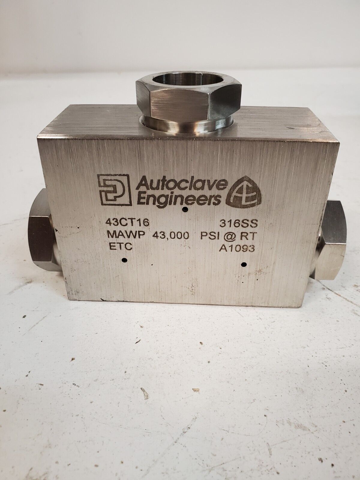 Parker Autoclave Engineers High Pressure Valve Tee | 43CT16 | A1093 | 316SS