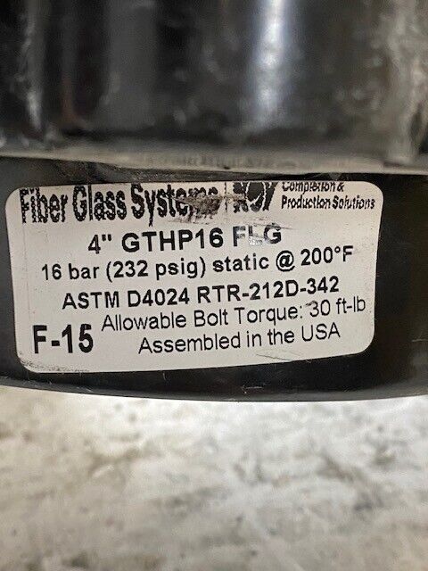 Fiber Glass Systems Bolt Torque 30ft-lb 4" GTHP16 FLG ASTM D4024 RTR-212D-342