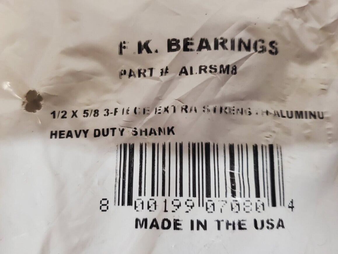 4 Qty. of F.K. Bearings Male Aluminum Rod Ends  1/2 x 5/8 ALRSM8 (4 Qty)