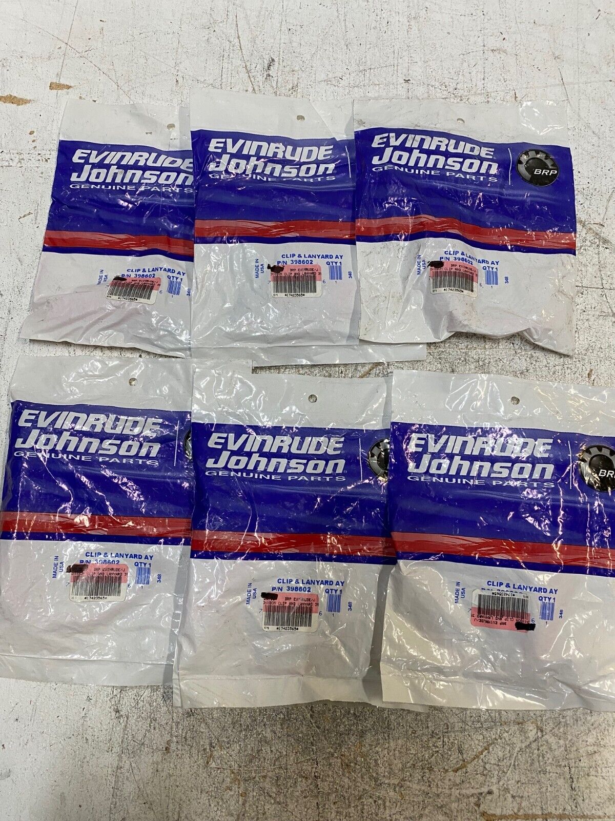 6 Qty of Evinrude Johnson Clip & Lanyards 398602 (6 Quantity)