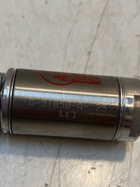 Bimba D-51850-A-25 Pneumatic Manifold Cylinder 3-3/4" L 28mm OD 8mm Thread