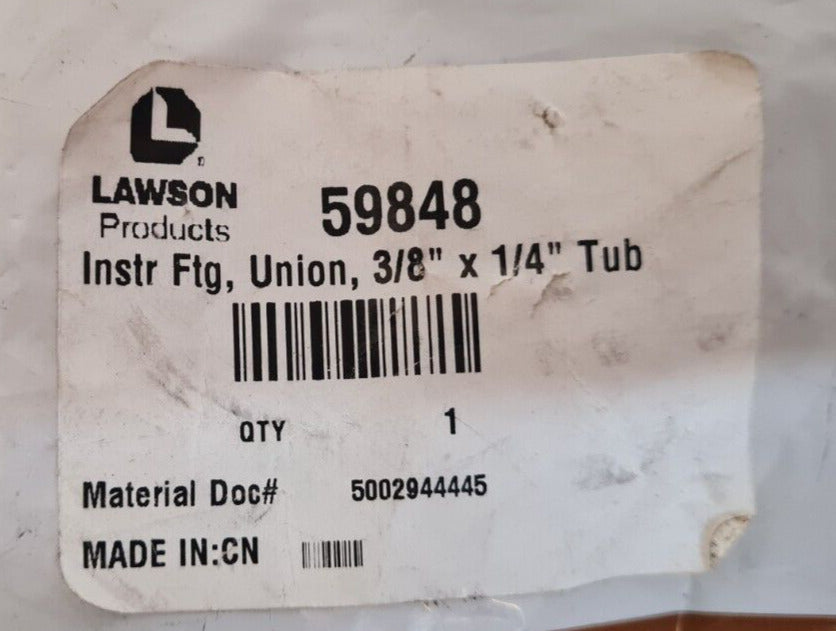 Lawson Instrumentation Fitting Union 3/8" x 1/4" Tube 59848